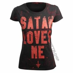 T-shirt Hardcore Women's - SATAN LOVES ME - AMENOMEN