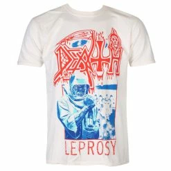 Men's T-shirt DEATH - LEPROSY BLUE & RED - OFF WHITE - PLASTIC HEAD
