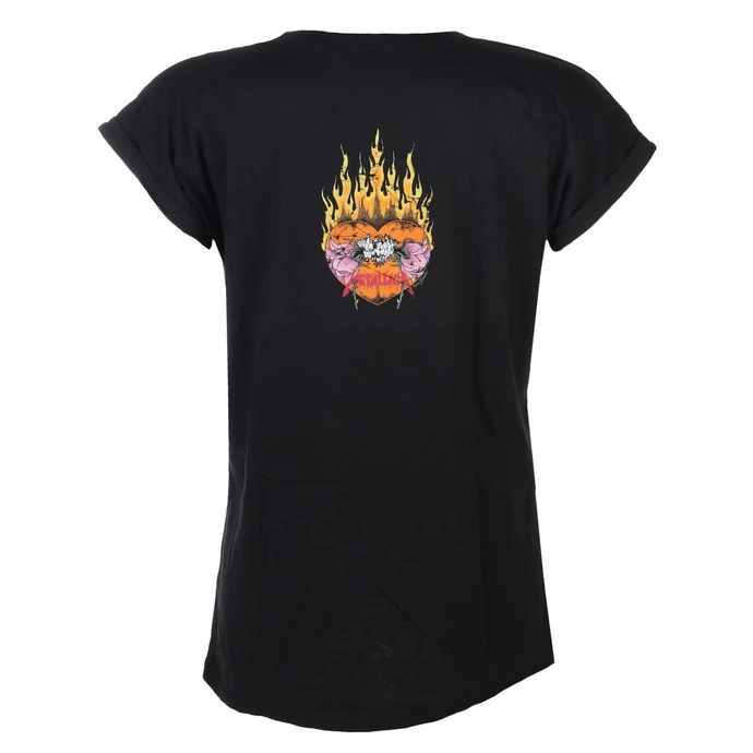 Women's T-shirt Metallica - Flower Skull - Pink Logo - Black 2 Women's T-shirt Metallica - Flower Skull - Pink Logo - Black - Image 2
