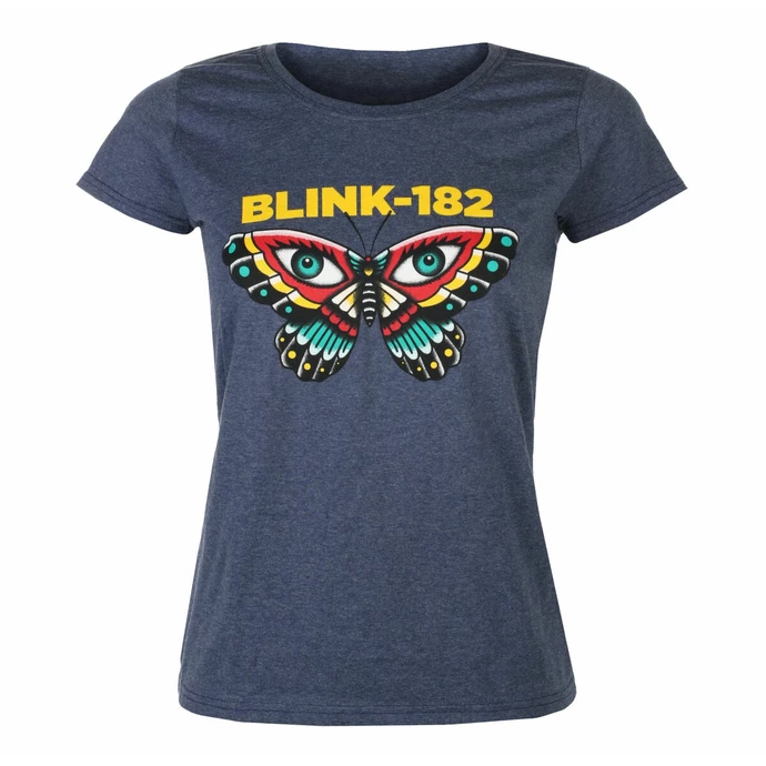 Women's T-shirt Blink 182 - Butterfly - Heather Navy 1 Women's T-shirt Blink 182 - Butterfly - Heather Navy