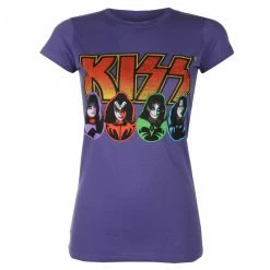 Women's T-shirt Kiss - Logo, Faces & Icons - PURPLE - ROCK OFF