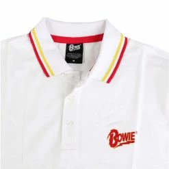 Men's T-shirt David Bowie - Flash - Logo Uni - WHT Polo - ROCK OFF -T-shirts hardcore Shop 24cutoass