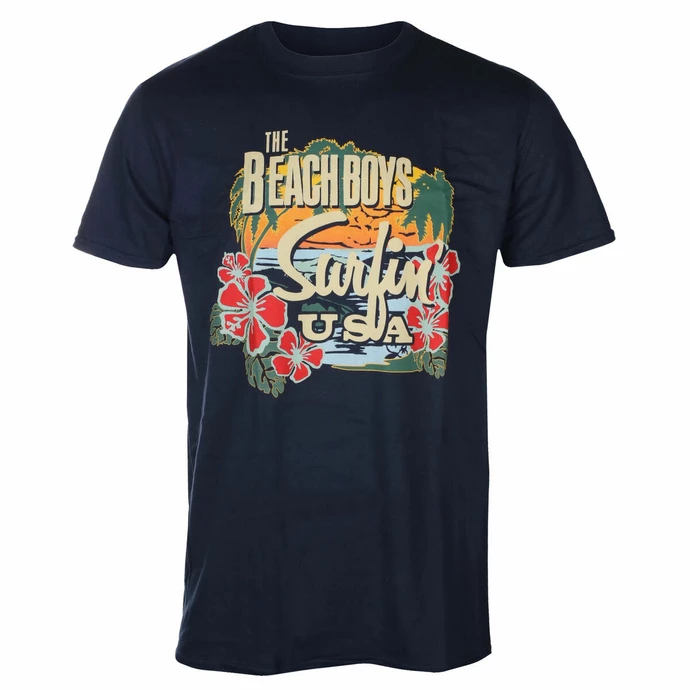Men's T-shirt Beach Boys - Surfin USA Tropical - NAVY - ROCK OFF 1 Men's T-shirt Beach Boys - Surfin USA Tropical - NAVY - ROCK OFF