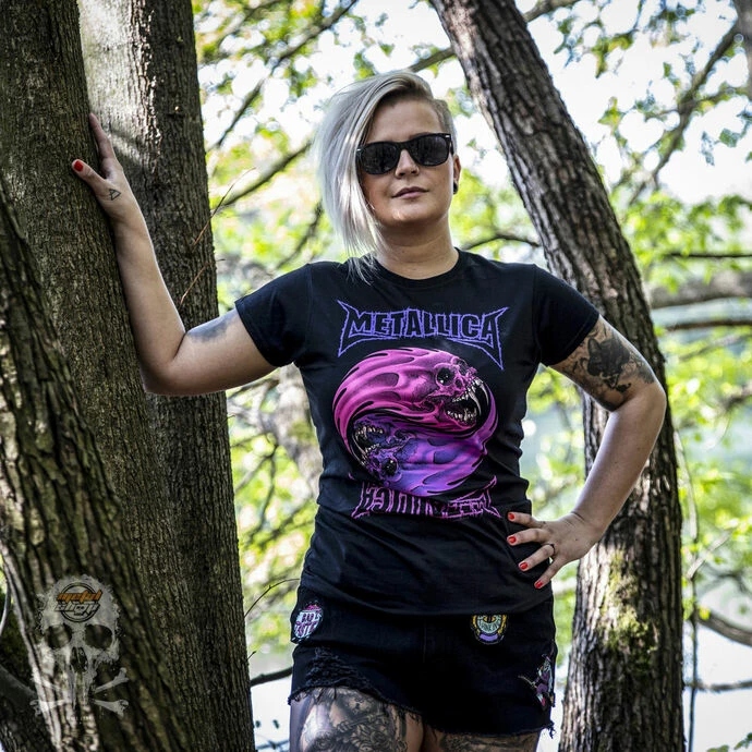 Women's T-shirt Metallica - Yin Yang Purple - Black 2 Women's T-shirt Metallica - Yin Yang Purple - Black - Image 2