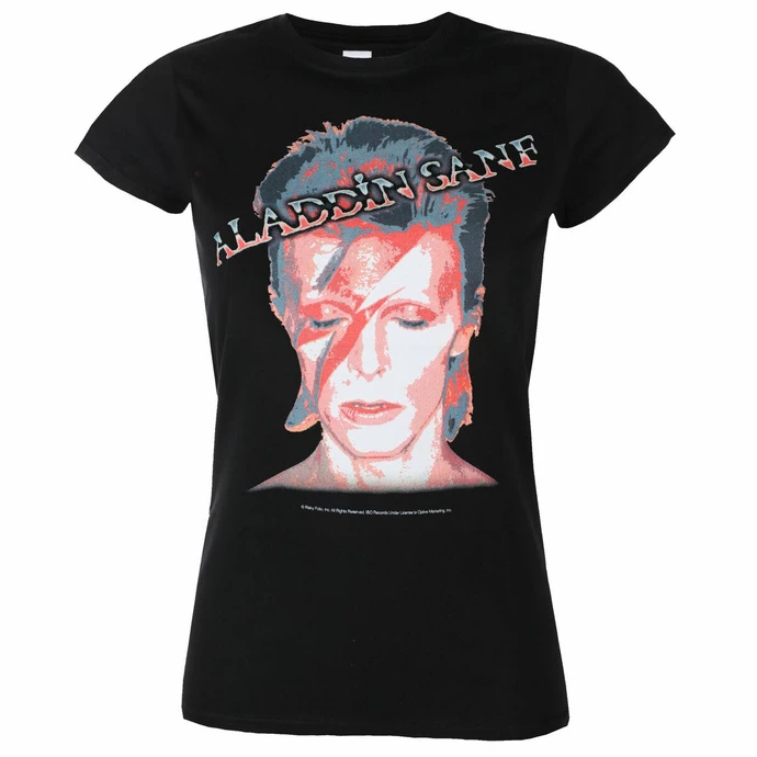Women's T-shirt David Bowie - Aladdin Sane - BLACK - ROCK OFF 1 Women's T-shirt David Bowie - Aladdin Sane - BLACK - ROCK OFF
