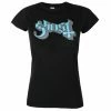 Women's T-shirt Ghost - Blue/Grey Keyline Logo Skinny - ROCK OFF
