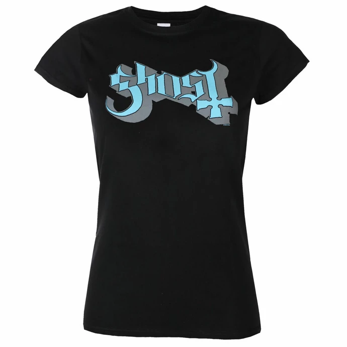 Women's T-shirt Ghost - Blue/Grey Keyline Logo Skinny - ROCK OFF 1 Women's T-shirt Ghost - Blue/Grey Keyline Logo Skinny - ROCK OFF