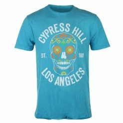 Men's T-shirt CYPRESS HILL - FLORAL SKULL - TEAL PANTHER - AMPLIFIED