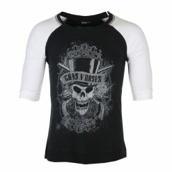 Unisex T-shirt With 3/4 Sleeve Guns N' Roses - Faded Skull - BL / WHT Raglan - ROCK OFF