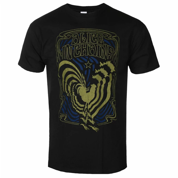 Men's T-shirt Alice In Chains - Psychedelic Rooster - Black - ROCK OFF 1 Men's T-shirt Alice In Chains - Psychedelic Rooster - Black - ROCK OFF